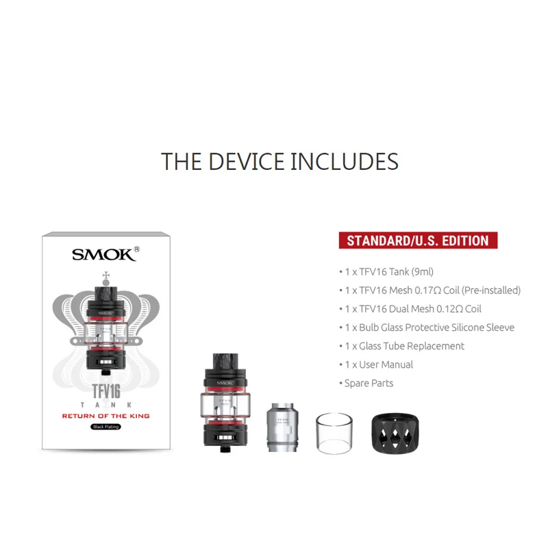 Бесплатно Танк оригинальный SMOK TFV16 красный 9 мл распылитель с сетчатая катушка