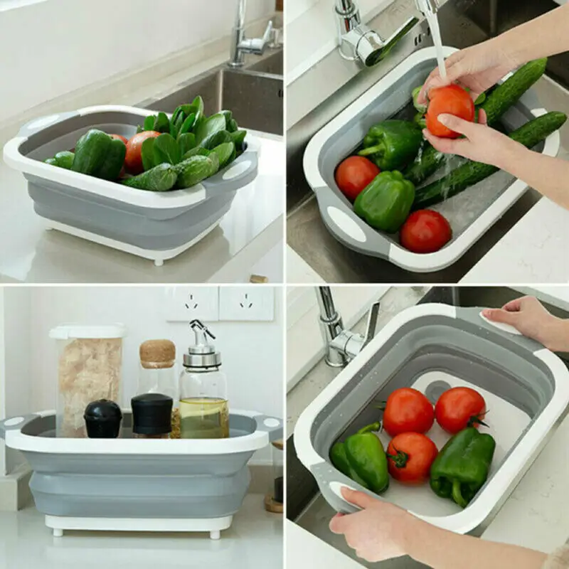 Многоплатная сливная Корзина 4 в 1 складная для мытья фруктов овощей кухонные