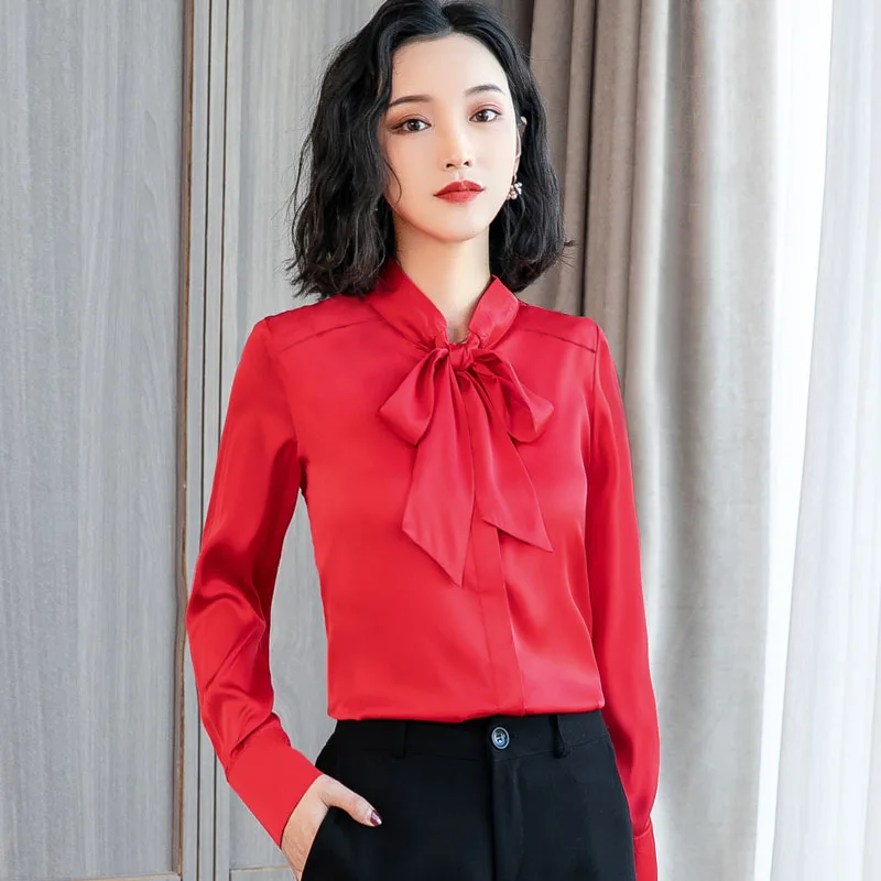 Новинка весны 2019 женские рубашки шифоновые шелковые модные топы и блузки с