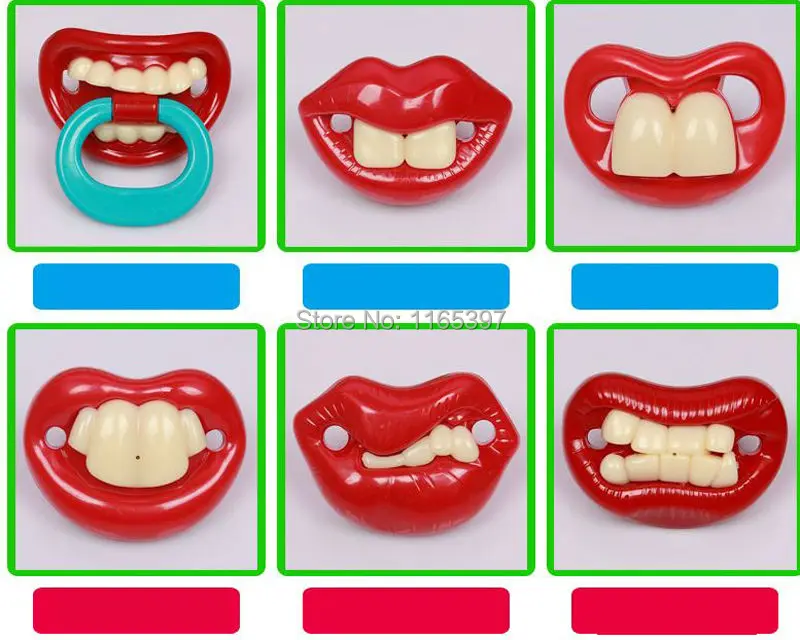 6 смешных красных силиконовых губ Детская соска для младенцев Устранитель