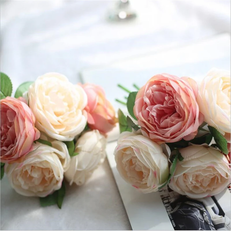 9 шт. винтажные искусственные розы сделай сам шелковые цветы свадебные украшения