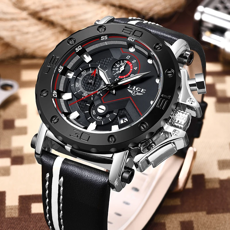 Часы Relojes Hombre LIGE мужские новые подлинные люксовый бренд кварцевые часы
