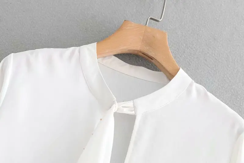women long sleeve black white color basic casual blouse shirt beading scarf design chic blusas brand femininas tops LS3034 |
