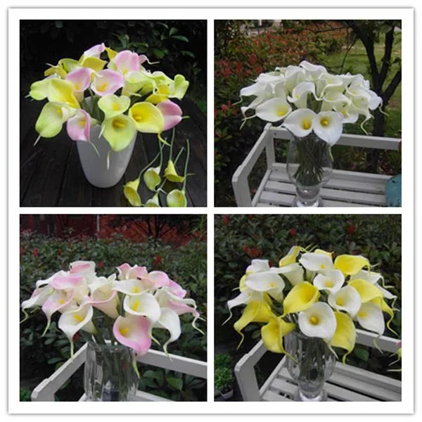 

10pcs/lot Artificial Calla lily PVC Real Touch bride Bouquet flower Home Wedding Decor Flowers