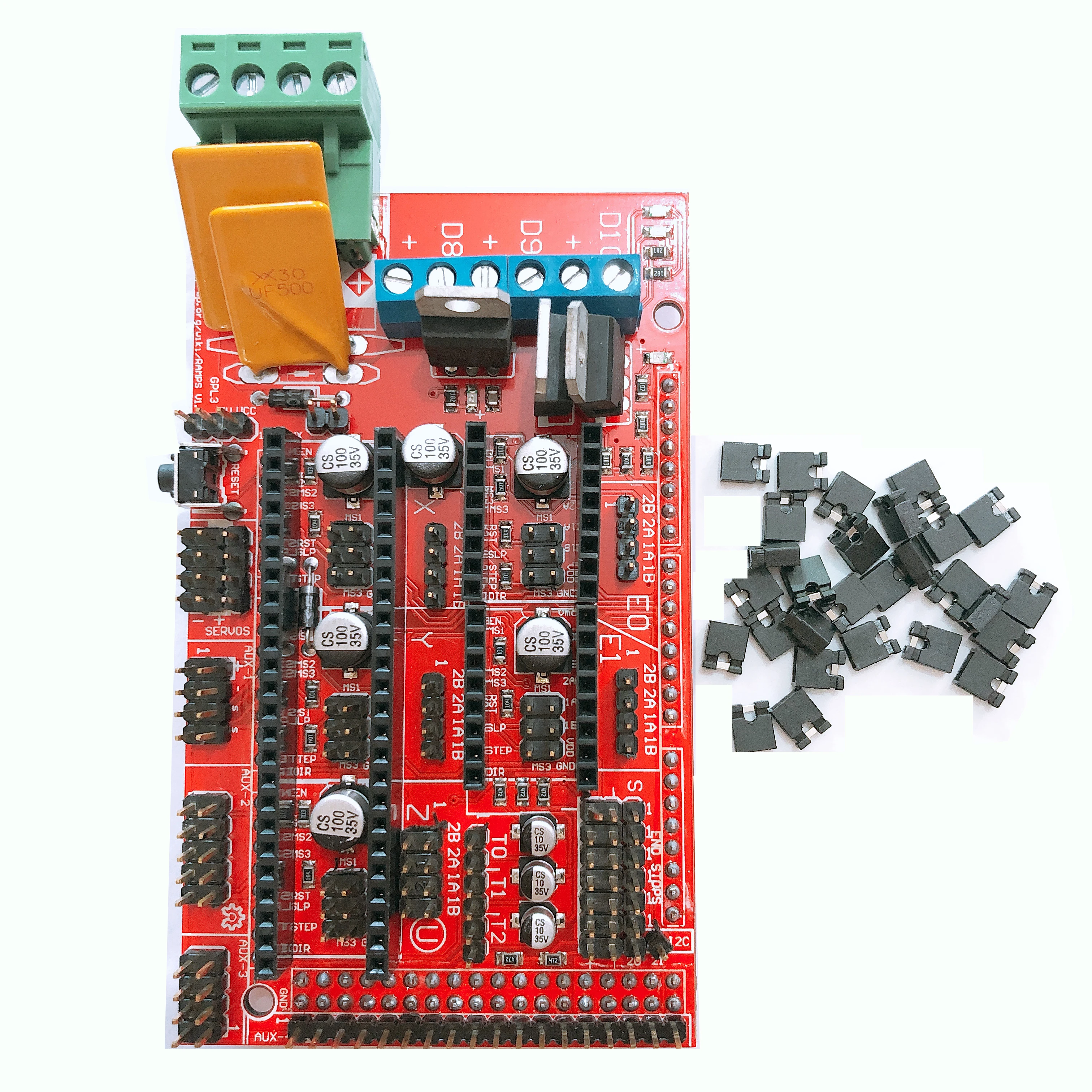 RAMPS 1,4 комплект 1 шт. Mega 2560 R3+ 1 шт. RAMPS 1,4 панель управления+ 5 шт. A4988 шаговый двигатель привод Перевозчик Reprap для 3D принтера комплект