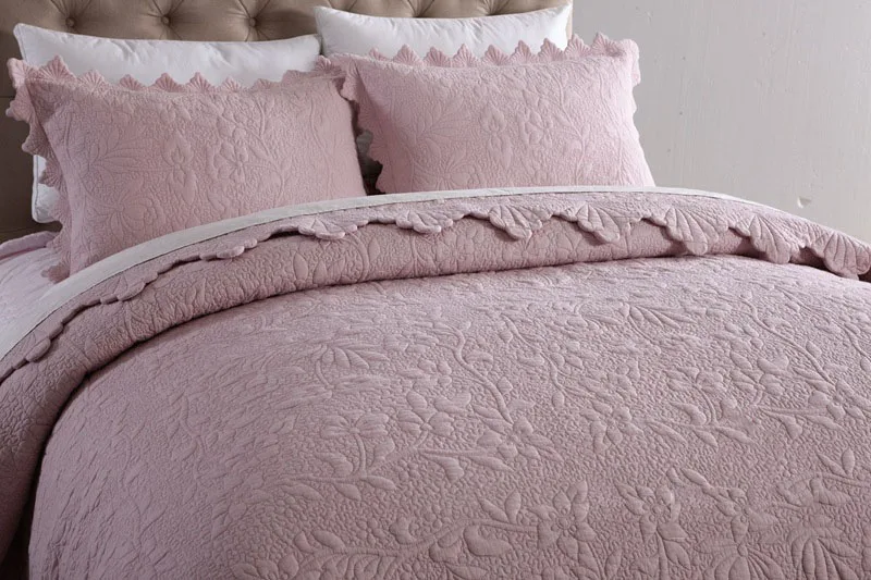 Утолщенное хлопковое покрывало комплект пододеяльников из 3 предметов розовое