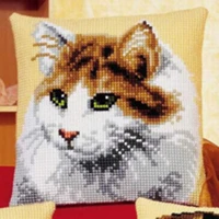 Cat 02 DIY Набор для рукоделия Подушка с вышивкой из акриловой пряжи Гобелен Холст Подушка спереди вышивка крестом наволочка - Цвет: Светло-серый