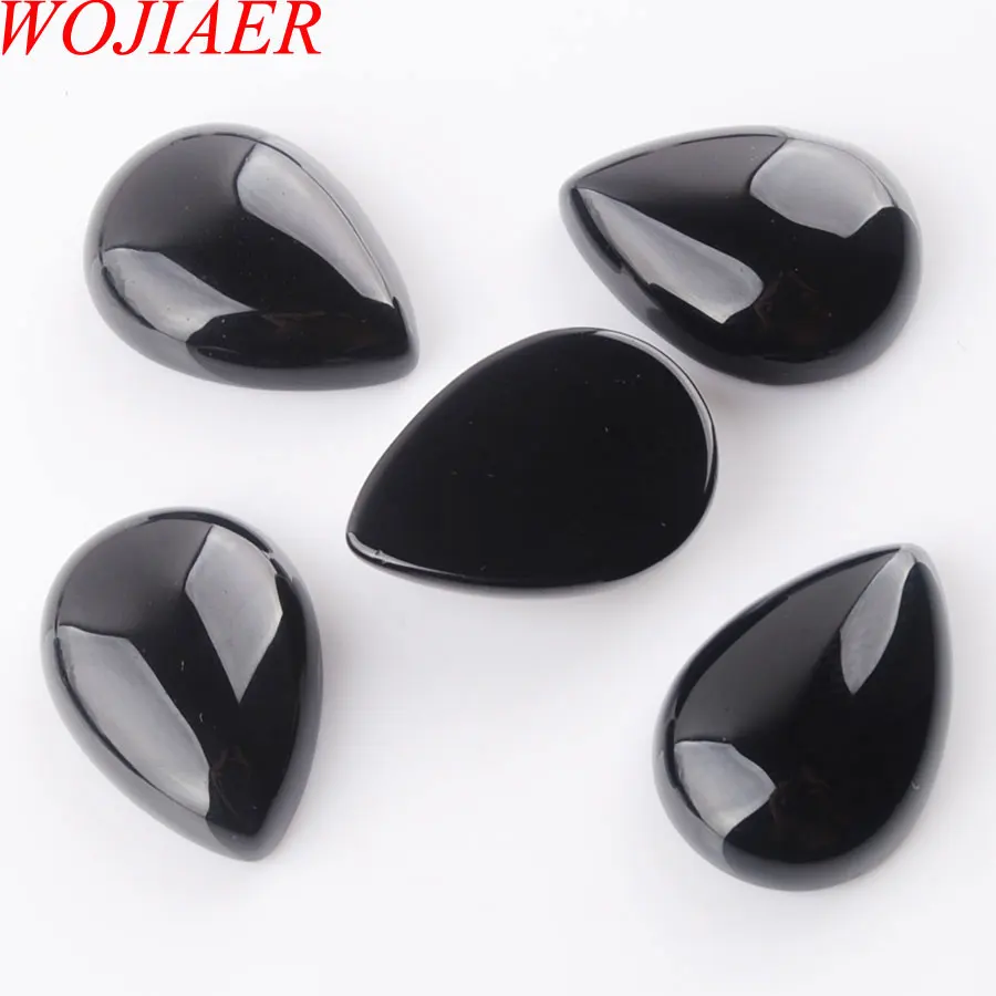 Black Agate PU3221 WOJIAER натуральный драгоценный Камень Каплевидный кабошон кабина без отверстия 18x25x7 мм ювелирных изделий 5 шт. PBU324 - Цвет: Black Agate PU3221