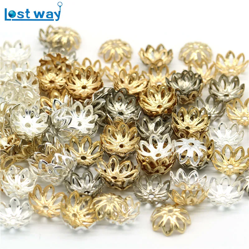 150 шт./лот посеребренные бусины разделители в форме лепестков цветов шармы из