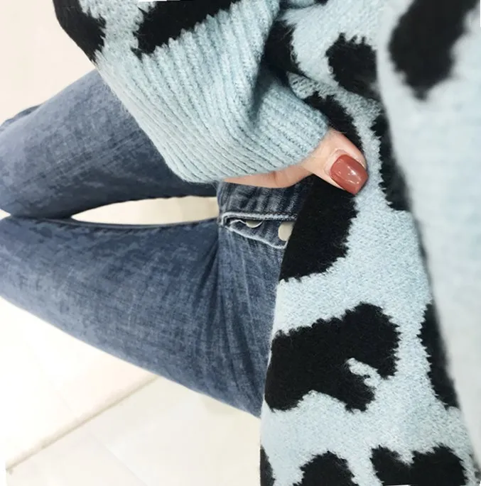 Women Leopard Print Sweater Pullover Top O-Neck Long Sleeve Fashion Elegant Spring Autumn Winter New Arrival | Женская одежда