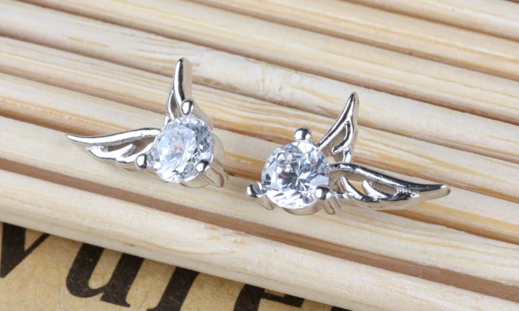 1 Pair Fancy Zircon Angel Wings Shape Earrings Shining Pierced Ear Studs Elegant Jewelry For Women Girls | Украшения и аксессуары