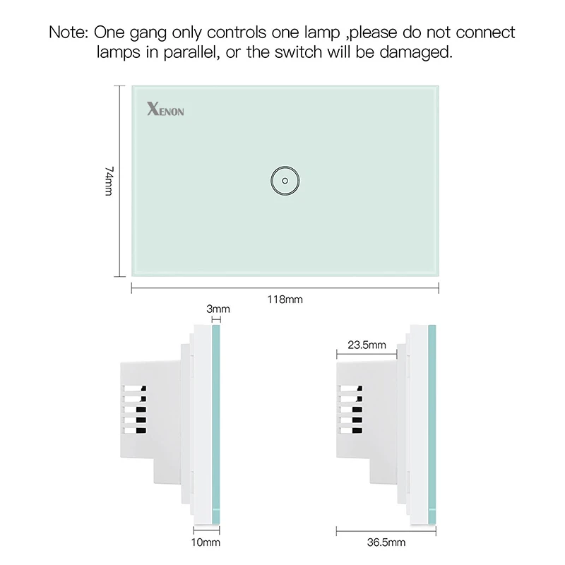 Xenon Wall Switch Work With Amazon Alexa Smart Wi-Fi button Glass Panel 1 gang Ivory White US Touch Light panel | Обустройство дома