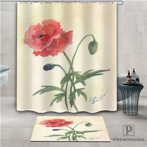 На заказ Маки (1) водонепроницаемый занавеска для душа коврик дома ванной комнаты