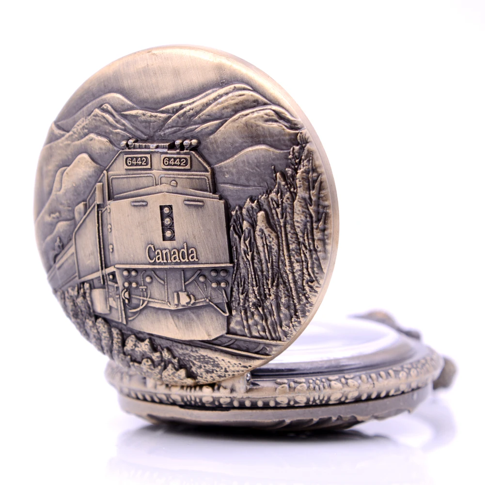 Дропшиппинг античный ретро Канада стимпанк поезд Мужские кварцевые карманные