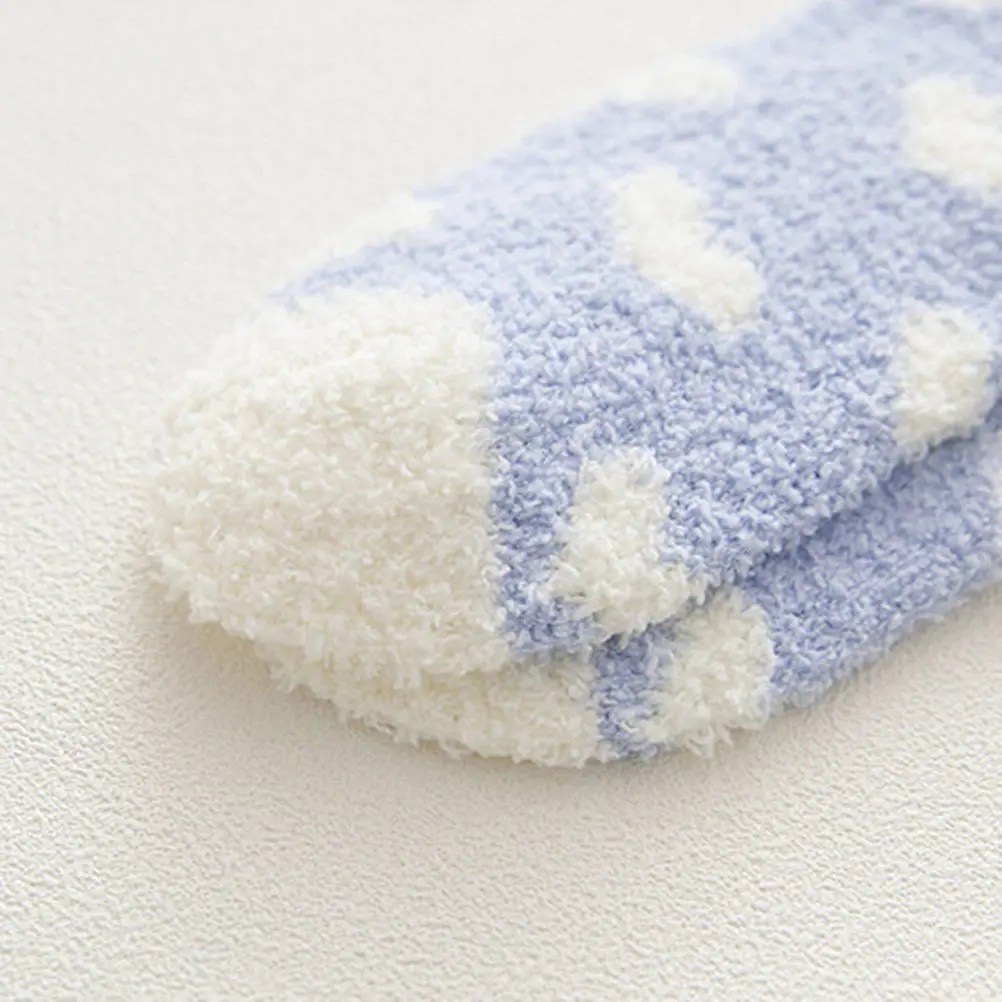 

1 Pair Autumn and winter thickening Women plush Love heart socks coral fleece towel socks floor socks 6 Colors