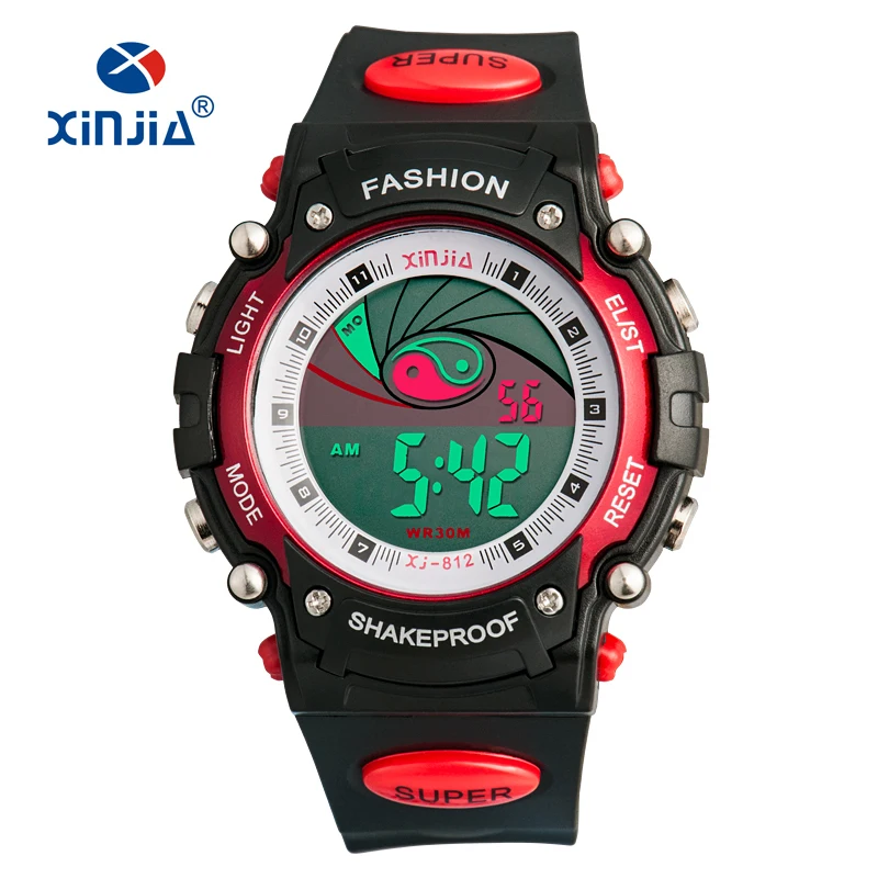 Свет диско Часы Для мужчин сигнализации хронограф цифровые часы погружения Бег 30