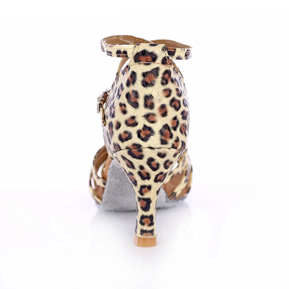 Women Leopard Latin Dance Shoes Woman Satin PU Salsa Dance Shoes Girl Tango Ballroom Dancing Shoes For Female High Heels 5cm/7cm