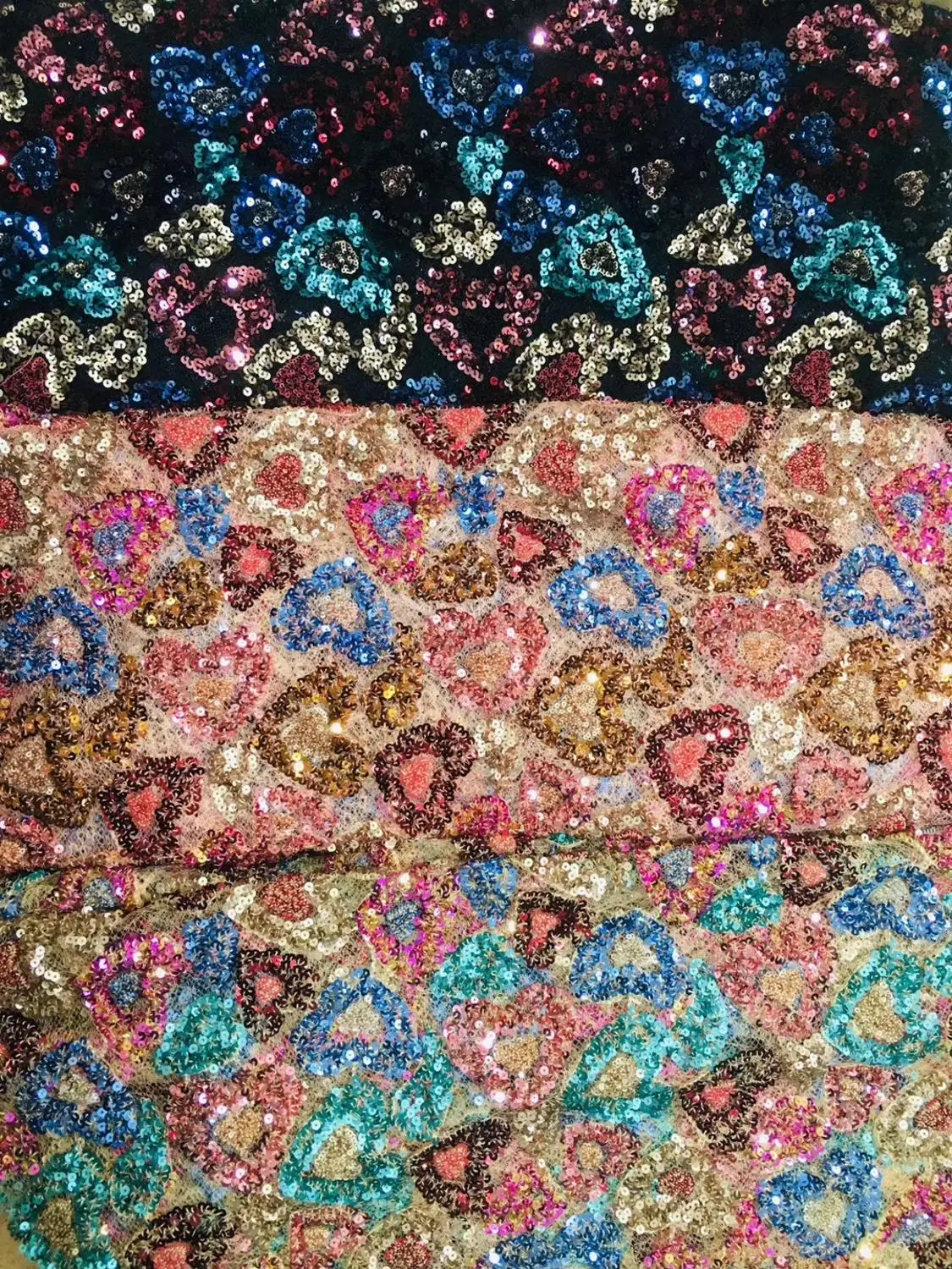 

Foam embroidery lace 5yards african heart pattern design sequins lace fabric for wedding you will like good XINGHUIJUN091