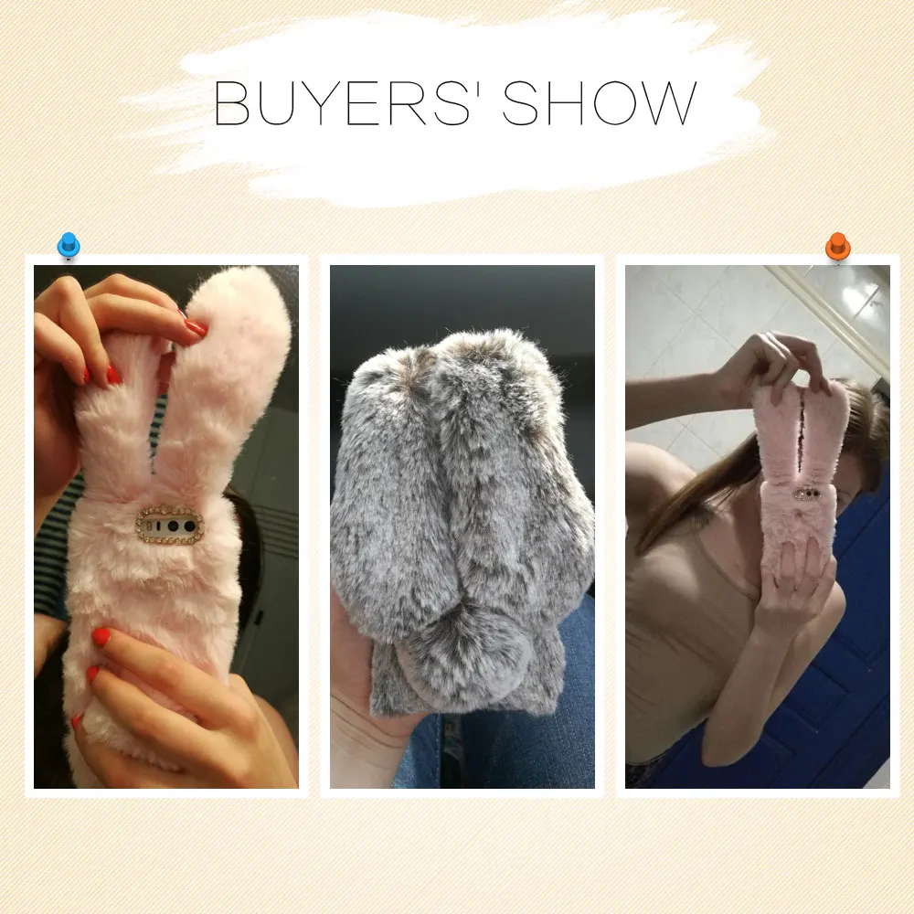 DULCII For Huawei Honor 8 Case for Honor8 Cover Rabbit Fluffy Back Bunny Shape Warm Fur TPU Stand Soft Phone Shell |