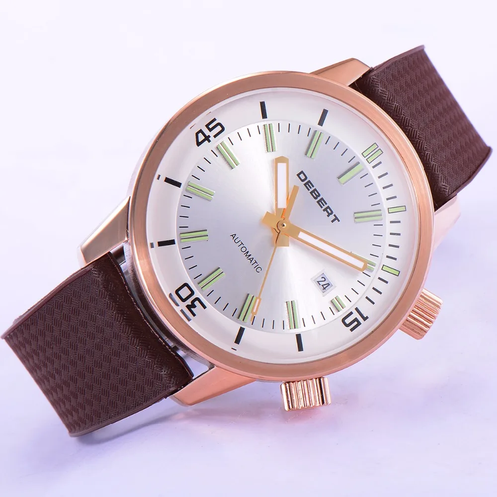 44 5 мм белые часы с циферблатом reloj hombre 2018 роскошные Брендовые мужские резиновыми