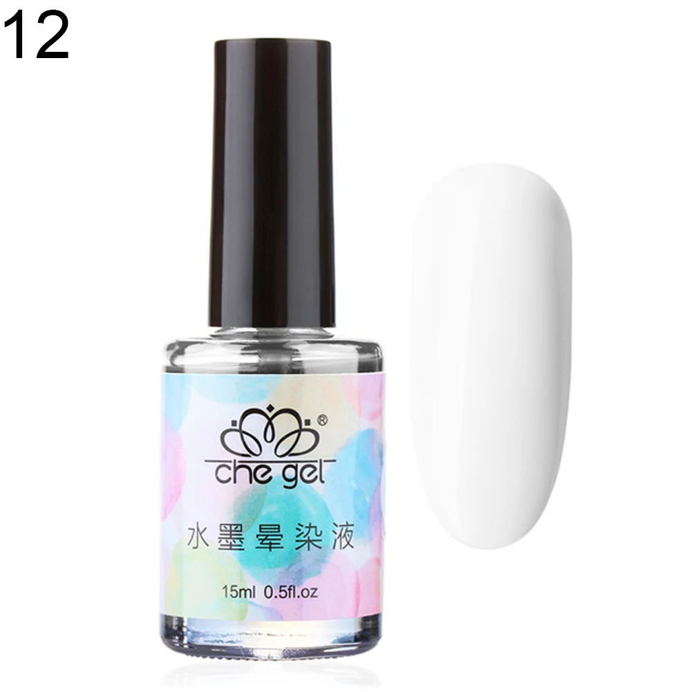 New 15ml Watercolor Ink Nail Polish Blooming Gel Smoke Effect Marble Smudge Liquid