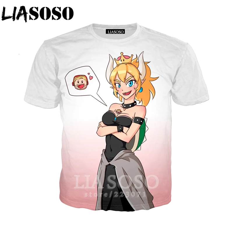 LIASOSO летняя Новинка мужская и женская модная толстовка 3D принт видео игра Bowsette