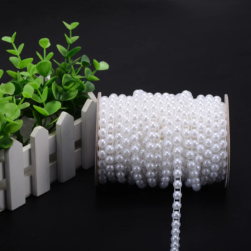 25 м/рулон с плоской задней отделкой жемчугом 6 мм полукруглые бусины ABS Швейные