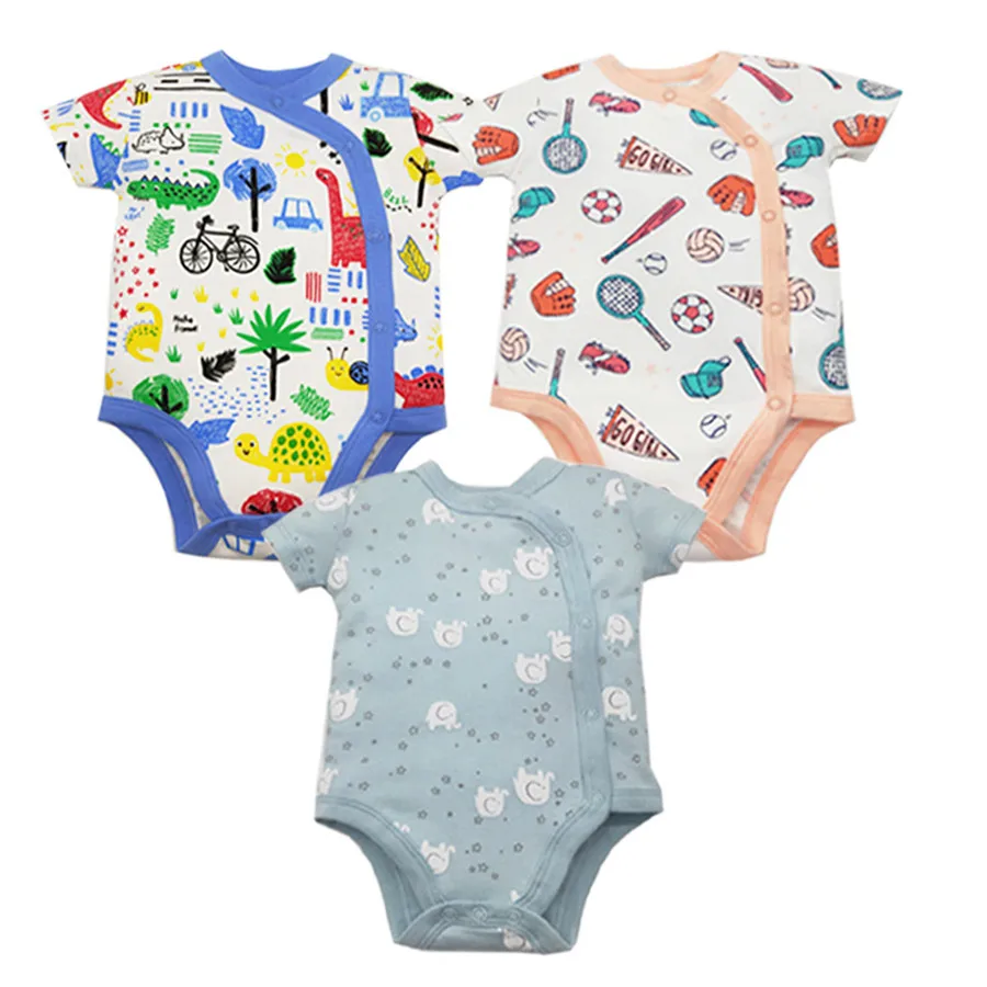 3pcs/lot Baby rompers 100% Cotton Infant Newborn Baby Clothes Short Sleeve baby Jumpsuit Cartoon Printed Baby Boy Girl clothes jkbbsets new 2018 baby rompers baby boy clothing cotton newborn baby girl clothes long sleeve cartoon infant newborn jumpsuit