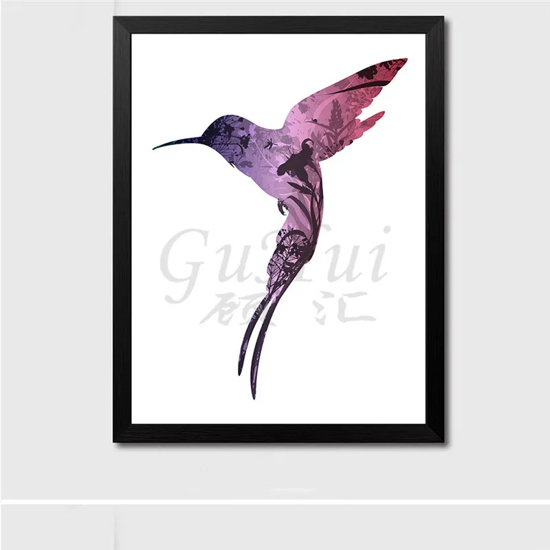 Скандинавский Принт плакат креативный фиолетовый силуэт Колибри декоративная