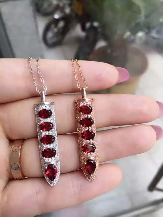 Натуральный Красный Гранат камень кулон серебро S925 натуральный драгоценный