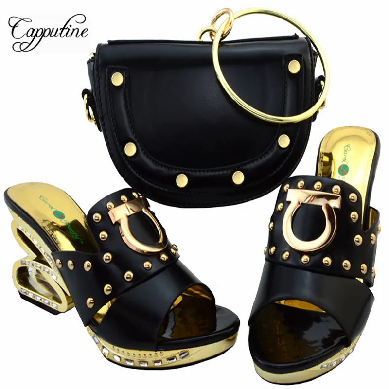 2017 Лидер продаж модная обувь на высоком каблуке и сумка в комплекте летняя