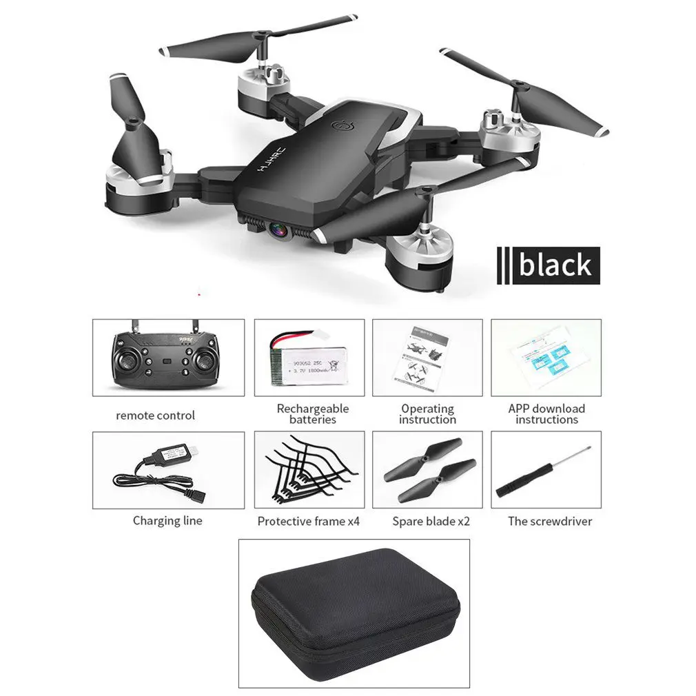 2MP Bag Black HJ28 складной Радиоуправляемый Дрон 4 канала Wifi 2MP/5MP FPV камера Дрон высота удержания жестов фото/видео Радиоуправляемый квадрокоптер модель вертолета - Цвет: 2MP Bag Black
