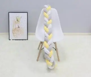 White gray yellow 300 см детская кровать бампер узел Подушка Детская кроватка Защита детская кроватка бампер постельные принадлежности Колыбель бампер детский душ подарок плетеный бампер для кроватки - Цвет: White gray yellow