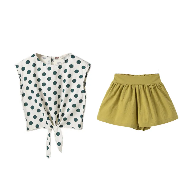 

New design fashion loose style polka dots shorts girl outfits boutique summer clothing