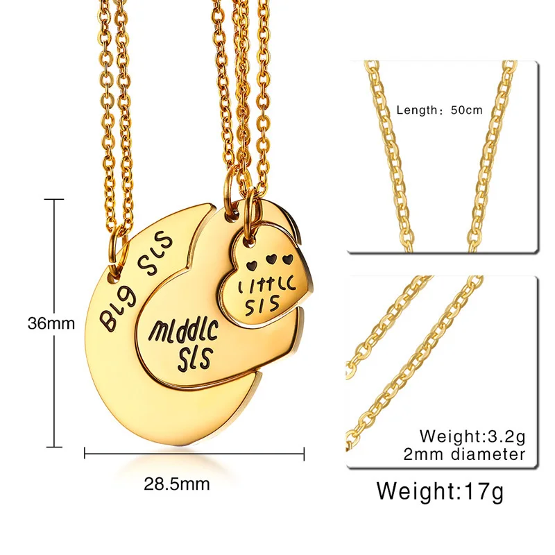 Набор из 3 предметов Vnox набор колье и сережек Forever золотистого цвета|sister necklace|necklace