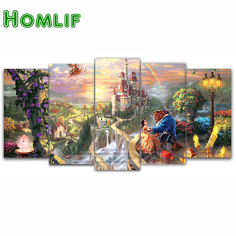 

Набор для алмазной вышивки HOMLIF, картина «Красавица и Чудовище», 5 шт.