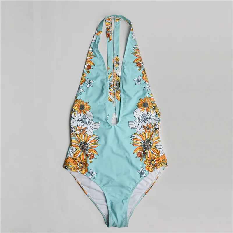 Sun Flower One Piece Monokini Swimsuit Women Swimming Suit Bathing Suits Bodysuit Cut Out Swim Wear 2017 maillot de bain femme | Спорт и