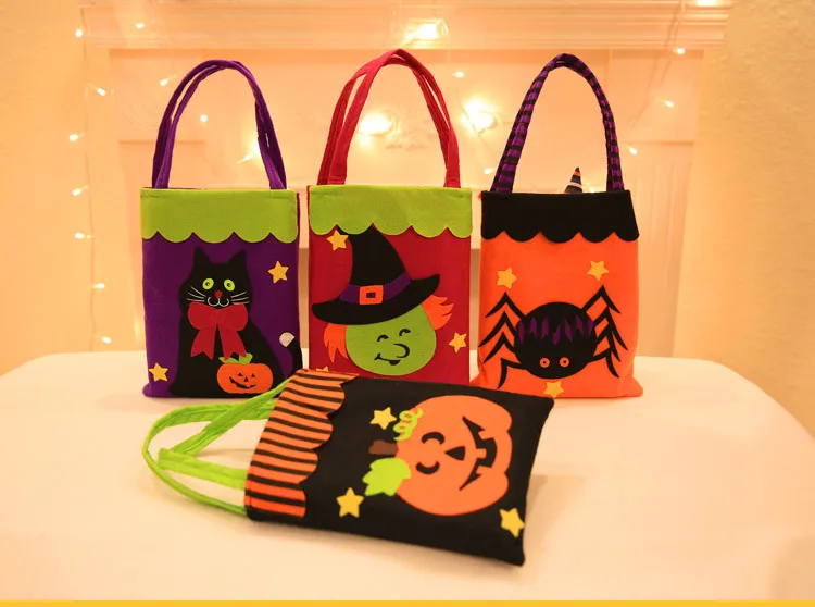 100pcs/lot China factory for promotion multi styles fashionable felt children kids halloween trick or treat bag a gift | Дом и сад