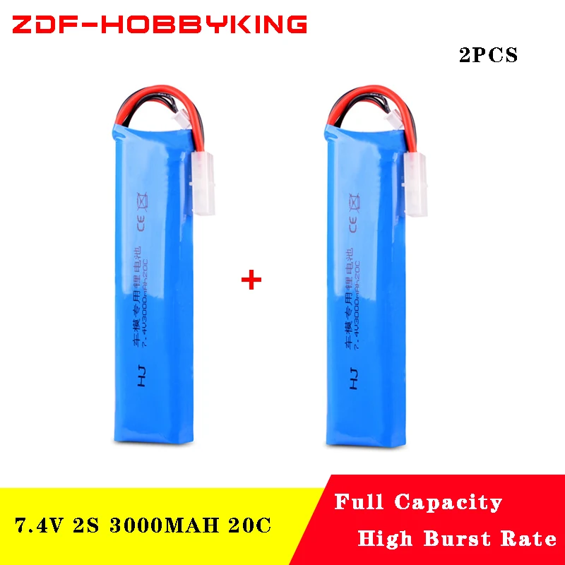 2 шт. RC LiPo батарея 7 4 V 3000mAh 20C Max 30C 2S ячейки Li Poly для Rc лодки вертолета|Детали и