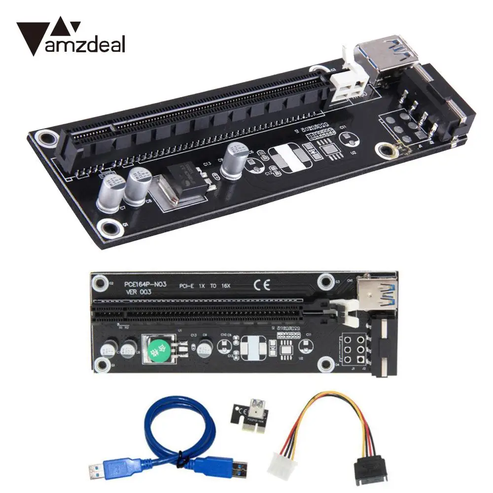 Amzdeal 5 Gbp/S высокая скорость USB 3 0 Плата расширения PCI E 1X до 16X черный BTC и т. Д.