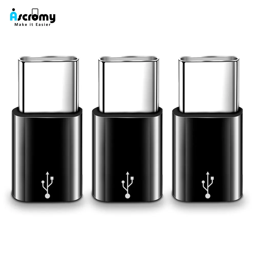 3 шт. переходник Micro USB на Type C для Xiaomi Huawei P20 Lite P30 Honor 10 Mate 20 Pro One Plus 6T Oneplus 6 5 7