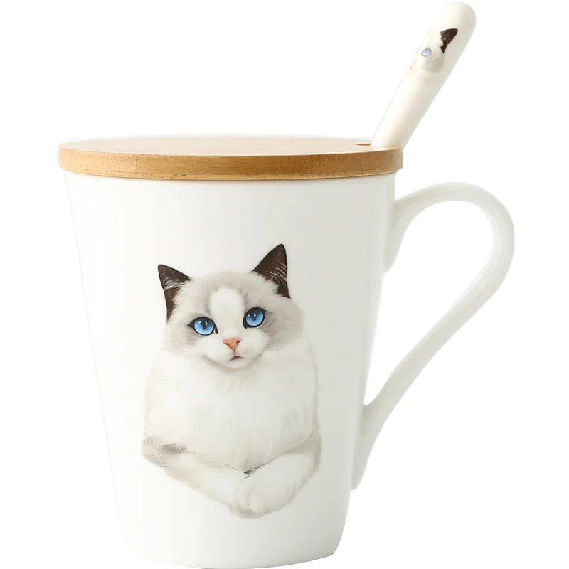 Новинка, керамические кружки Ragdoll Cat, милые чашки с животными, Студенческая пара, кружка с молоком, для офиса и семьи, кофейная чашка с крышками