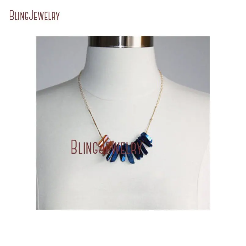 

Raw Orange Blue Rainbow Titanium Quartz Spike Necklace Rough Druzy Point Arrow Boho Crystals Gold Chain Necklace NM22421