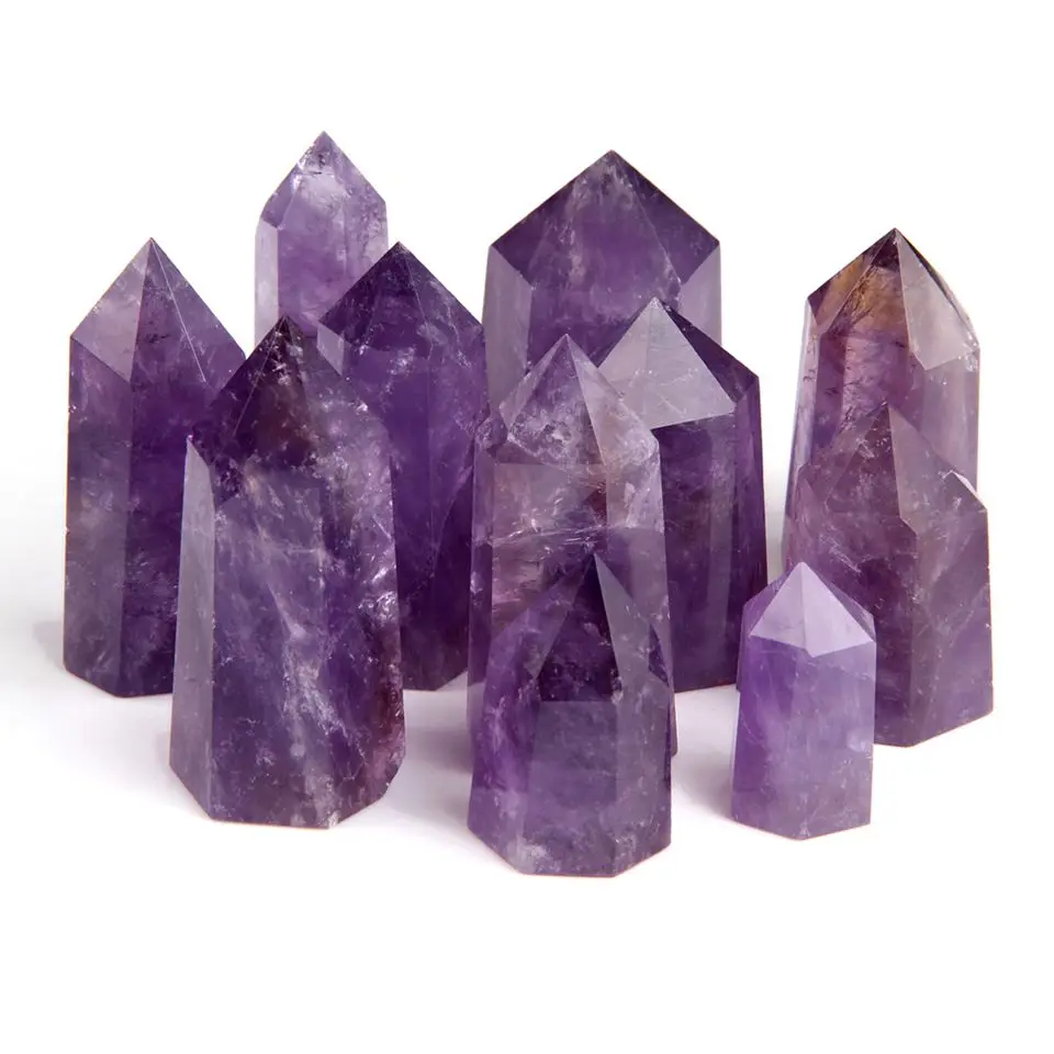 Натуральный аметистовый камень одноконечная Хрустальная палочка отметка