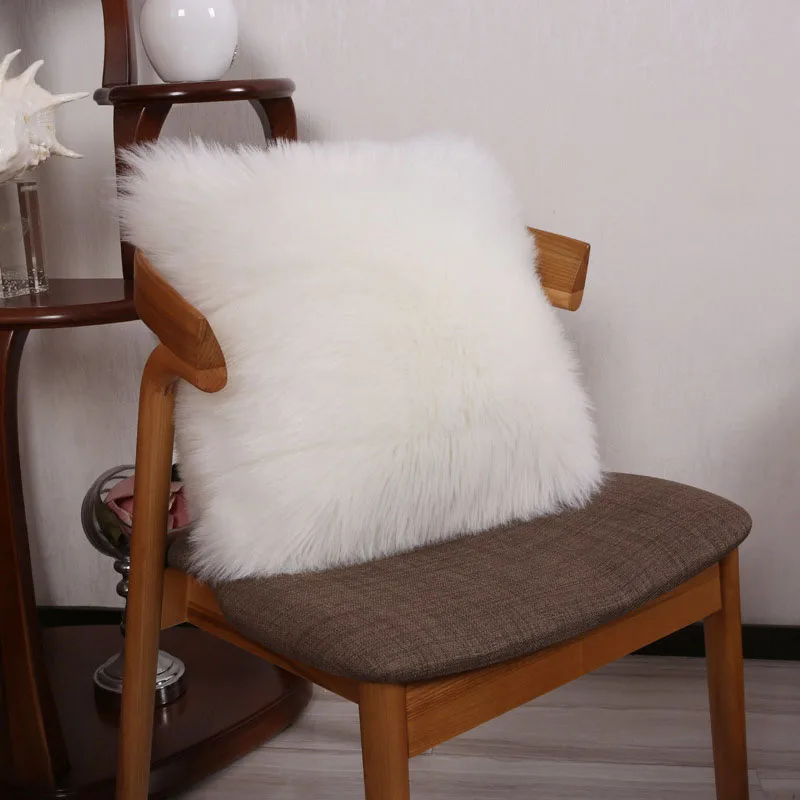white MS. Softex плюшевый Меховой чехол для подушки из искусственной овчины, наволочка для подушки, моющаяся плюшевая повязка для волос, наволочка для подушки, украшение дома - Цвет: white