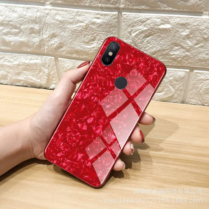 Роскошный чехол из закаленного стекла с ракушками для Red mi 7 Note Pro 6 противоударный