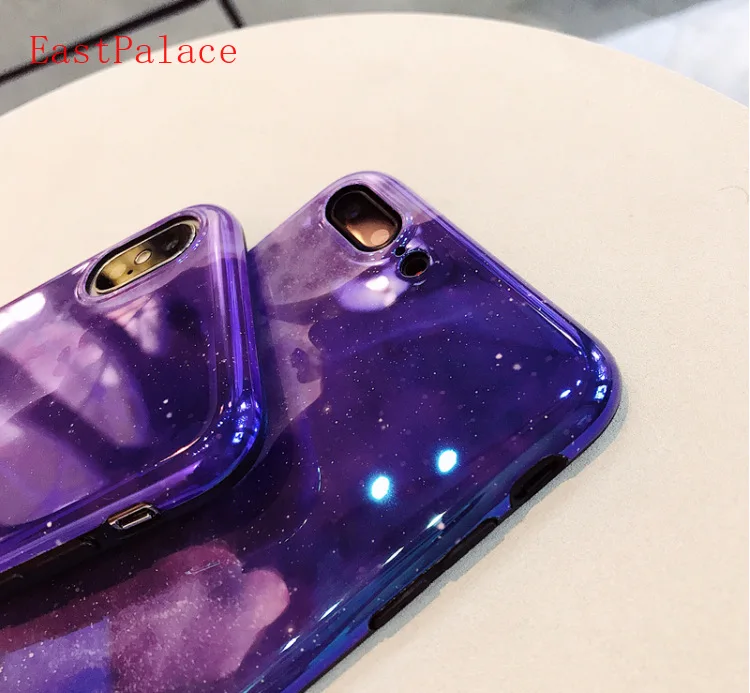 Blu Ray Purple Case for Apple Iphone X XS MAX XR 8 7 6 6S Plus Phone Cases Glitter Outer Space Pattern Couple Back Cover |