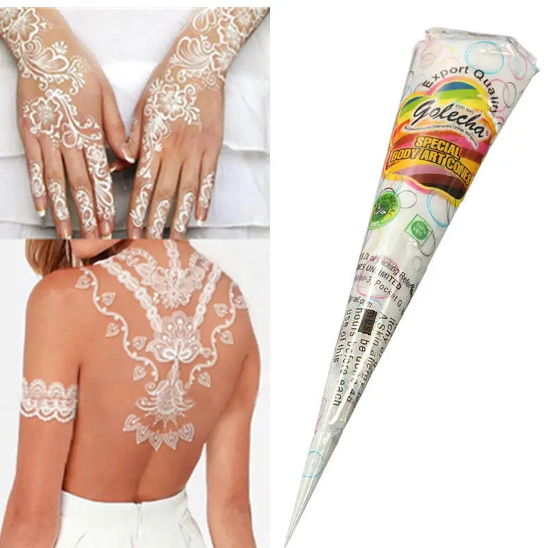 12шт. Хна для мехенди в конусе 25 гр временные татуировки|white henna cone|body artindian body art |