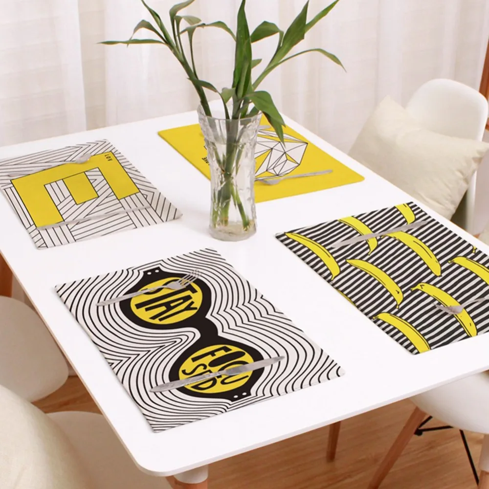 Modern Western Style Home Yellow Fresh Linen Mat Tablema Food Restaurant Kitchen Party Decoration | Дом и сад