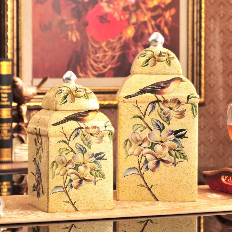 Стильная Дворцовая квадратная банка Расписанная в керамическом горшке домашняя